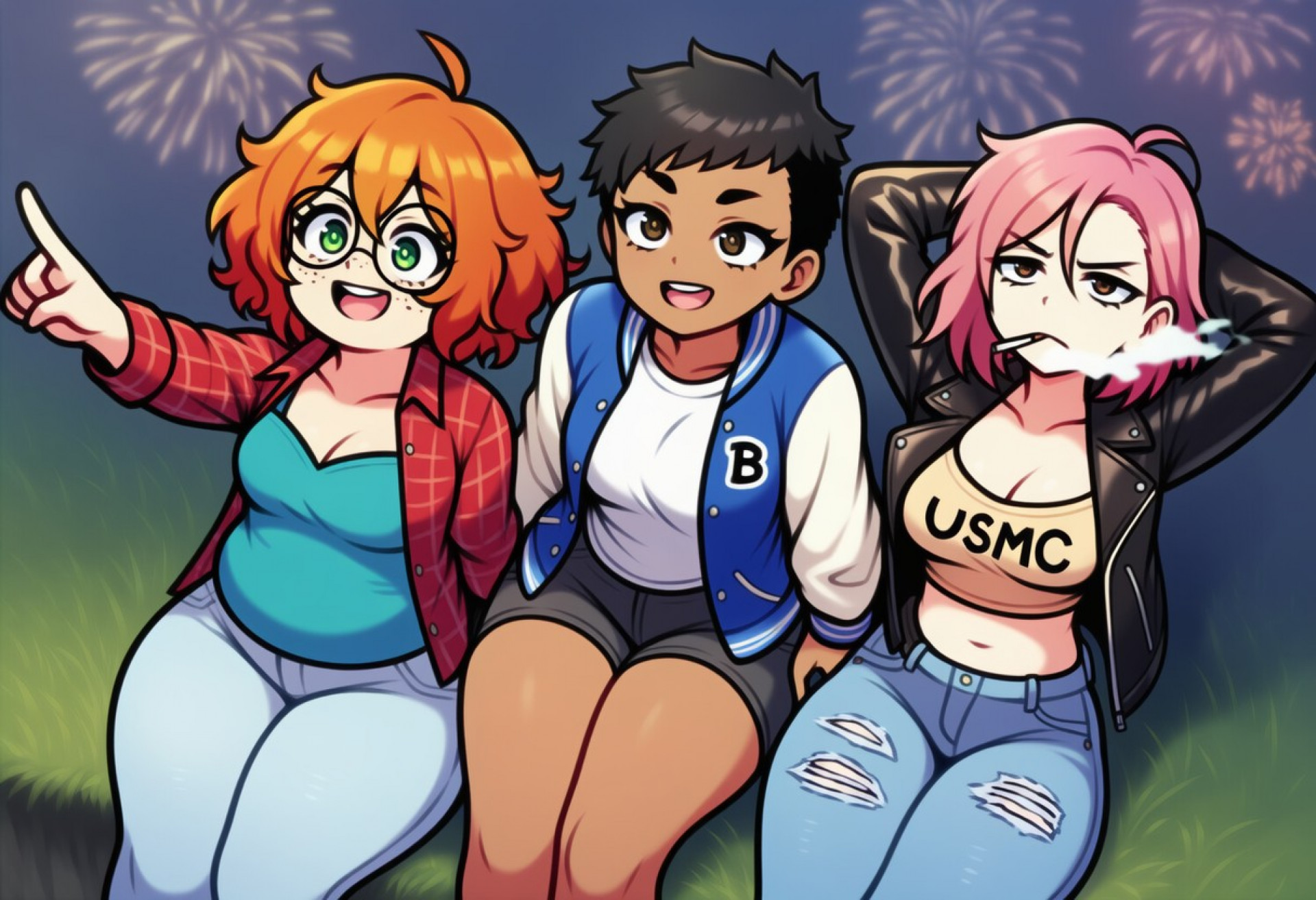 Амбер, Анни и Ро - новогодние фейерверки