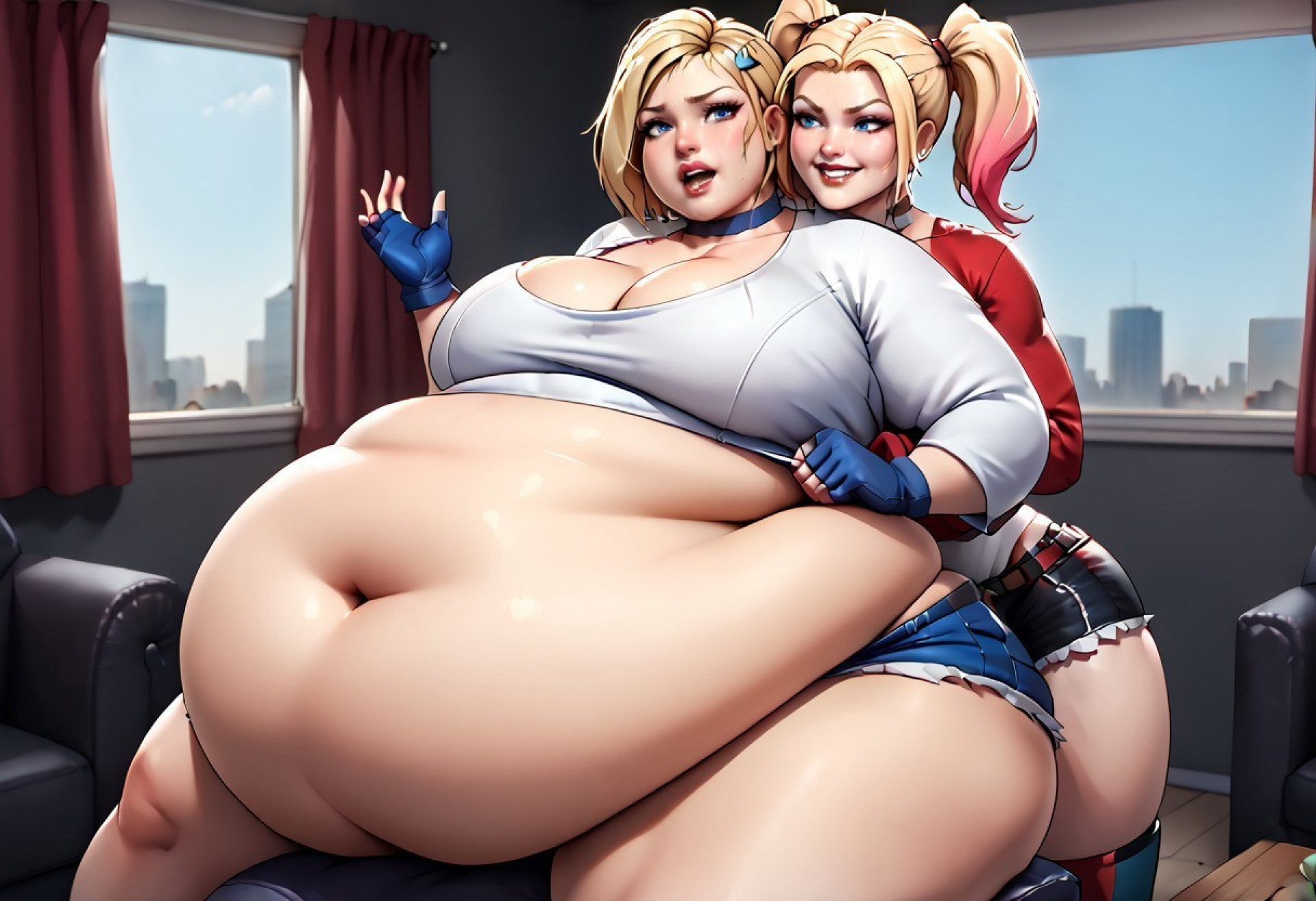 Моща-Мазель и Харли Квинн - закормленная по самое не могу