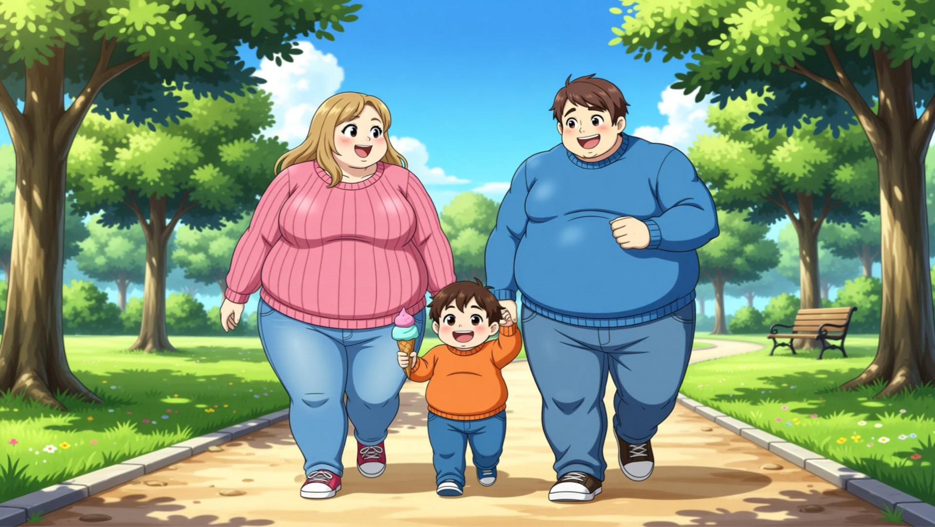 Родители с дитем в парке