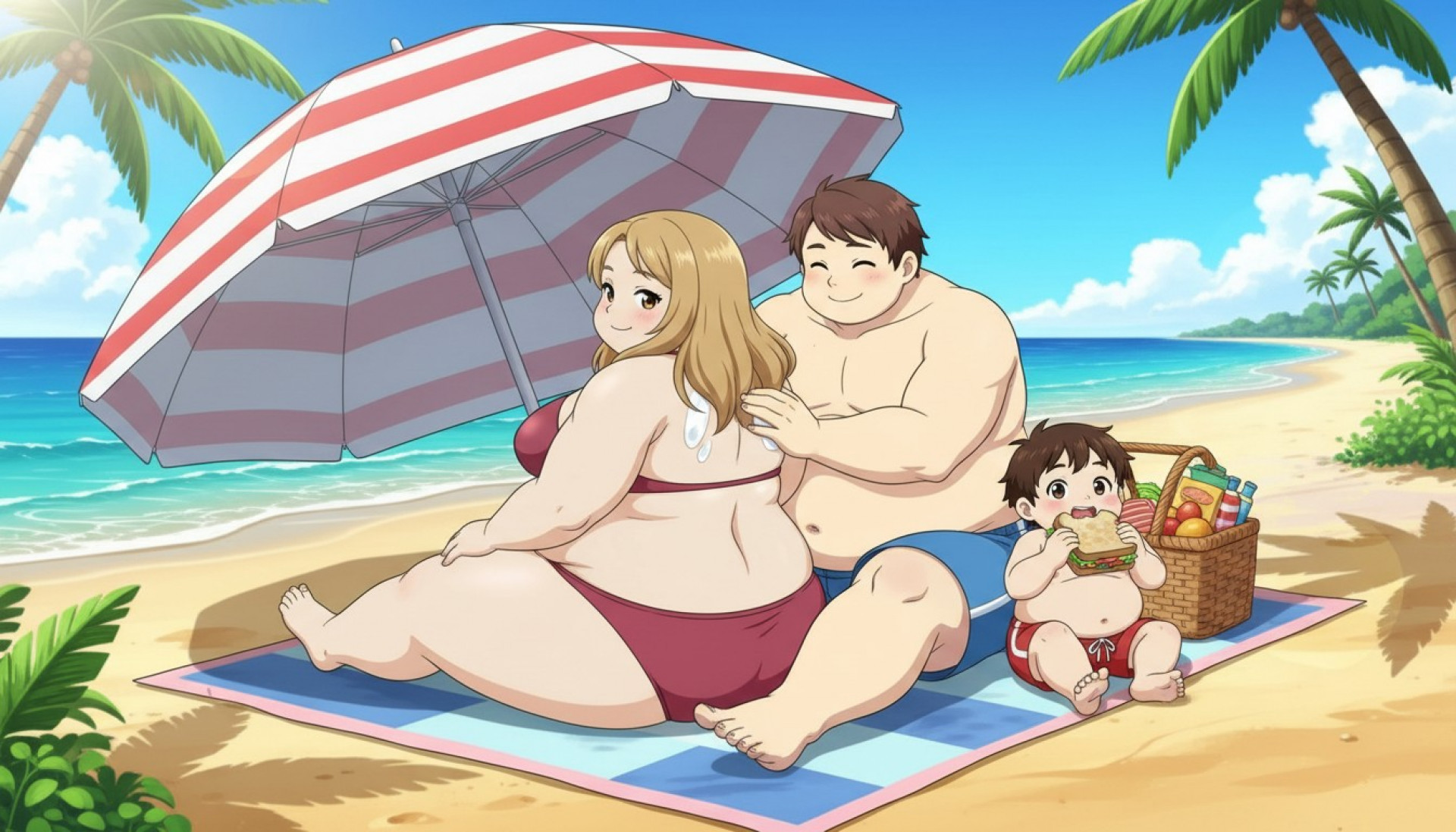 Семейный пикник на пляжу