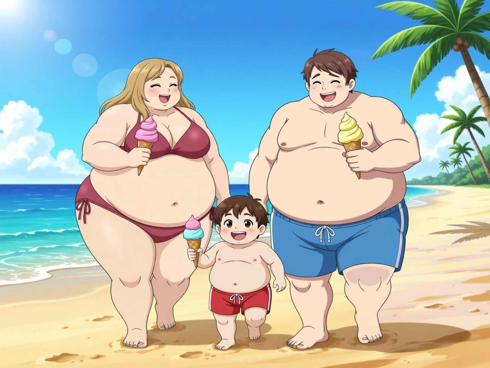 Родители с дитем на пляже