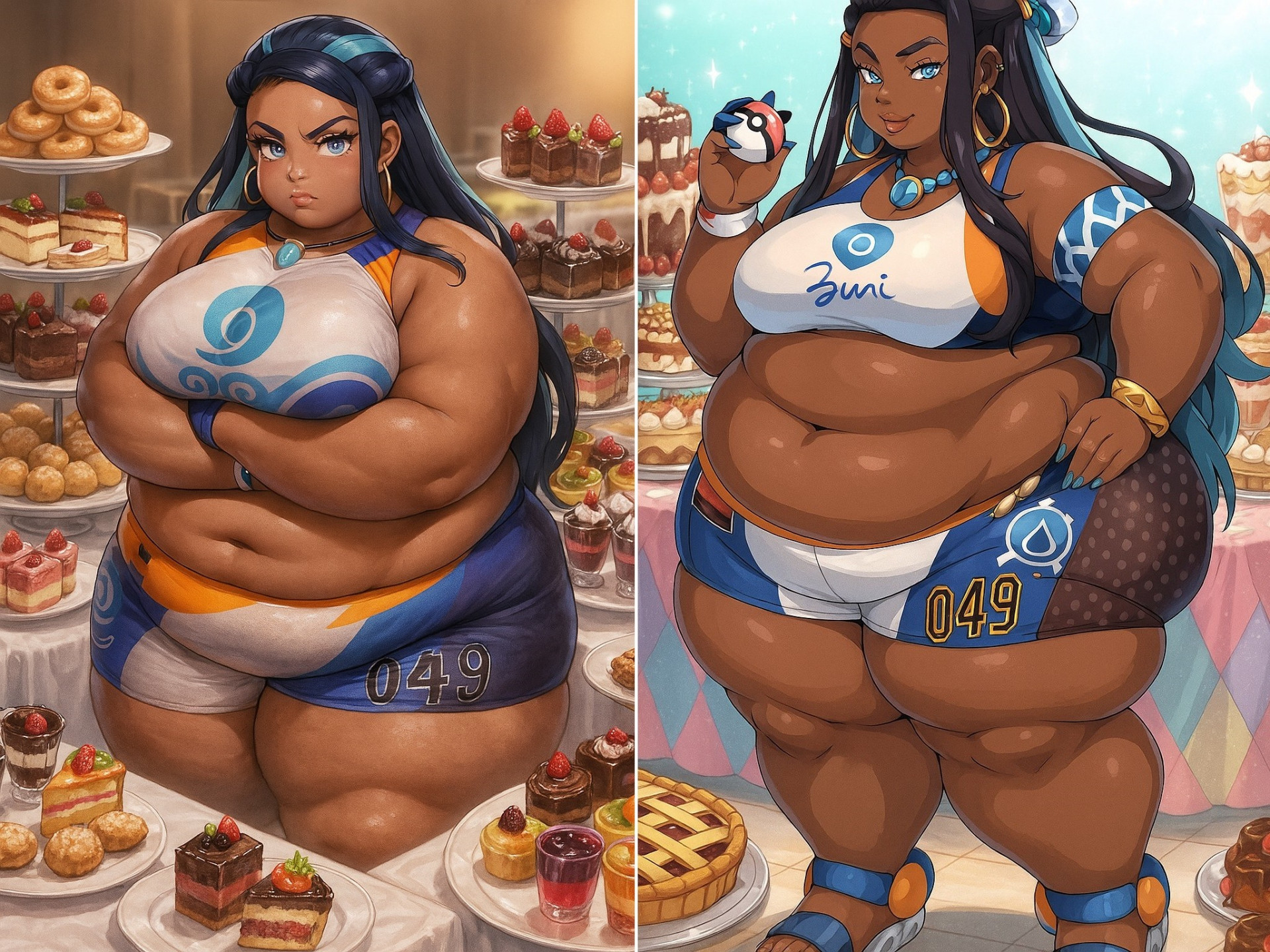 Несса в окружении еды